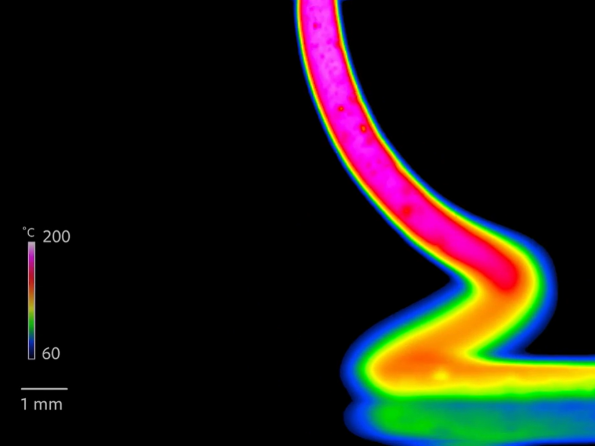 3D printing filament imaged with thermal camera
