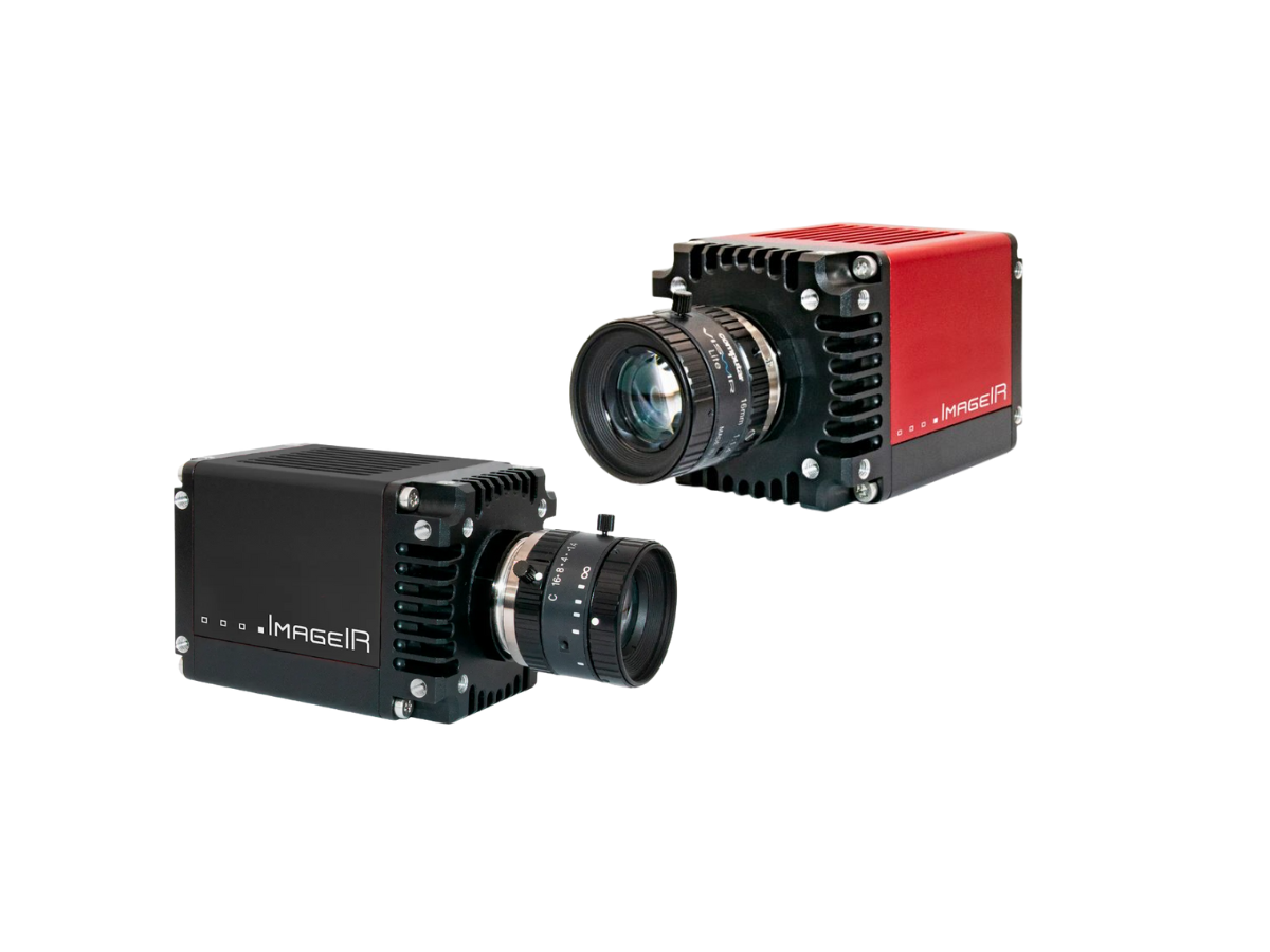 InfraTec ImageIR SWIR cameras front side view with mounted objective lens