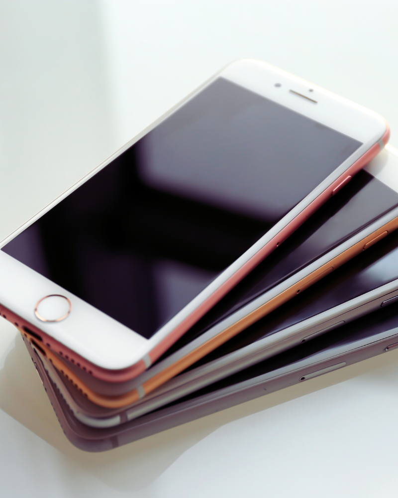 Several iphones beside each other 