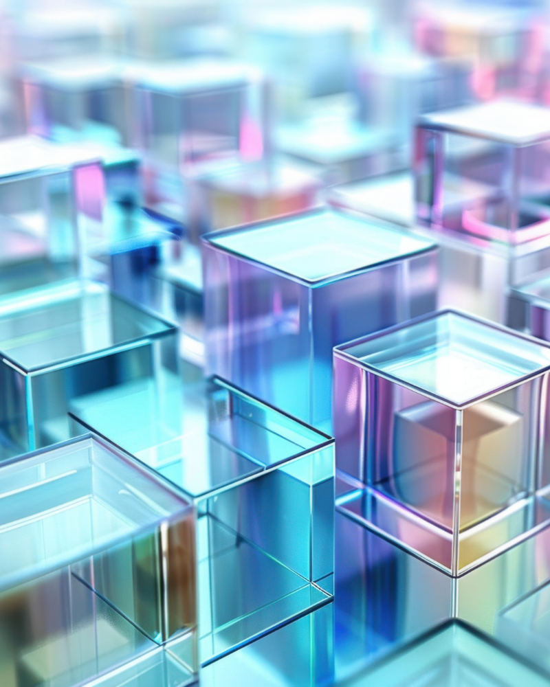 Clear boxes reflecting prism light